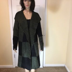 Checkered Folded Collar Coatigan